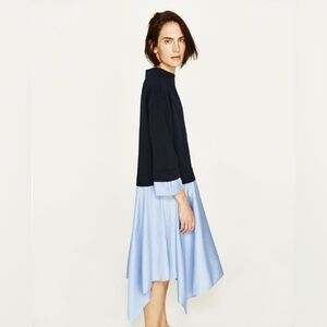 Zara Midi elbow dress navy